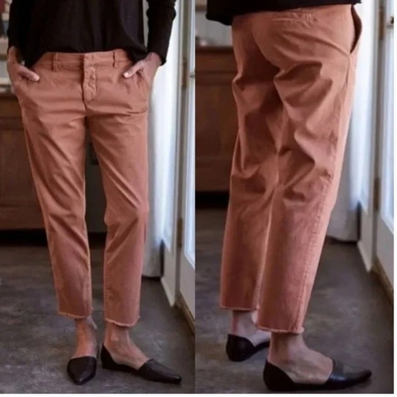 Frank & Eileen Pants - Frank & Eileen Wicklow Pants Women's Size 2 Rust Tan Cotton Blend Raw Hem Casual